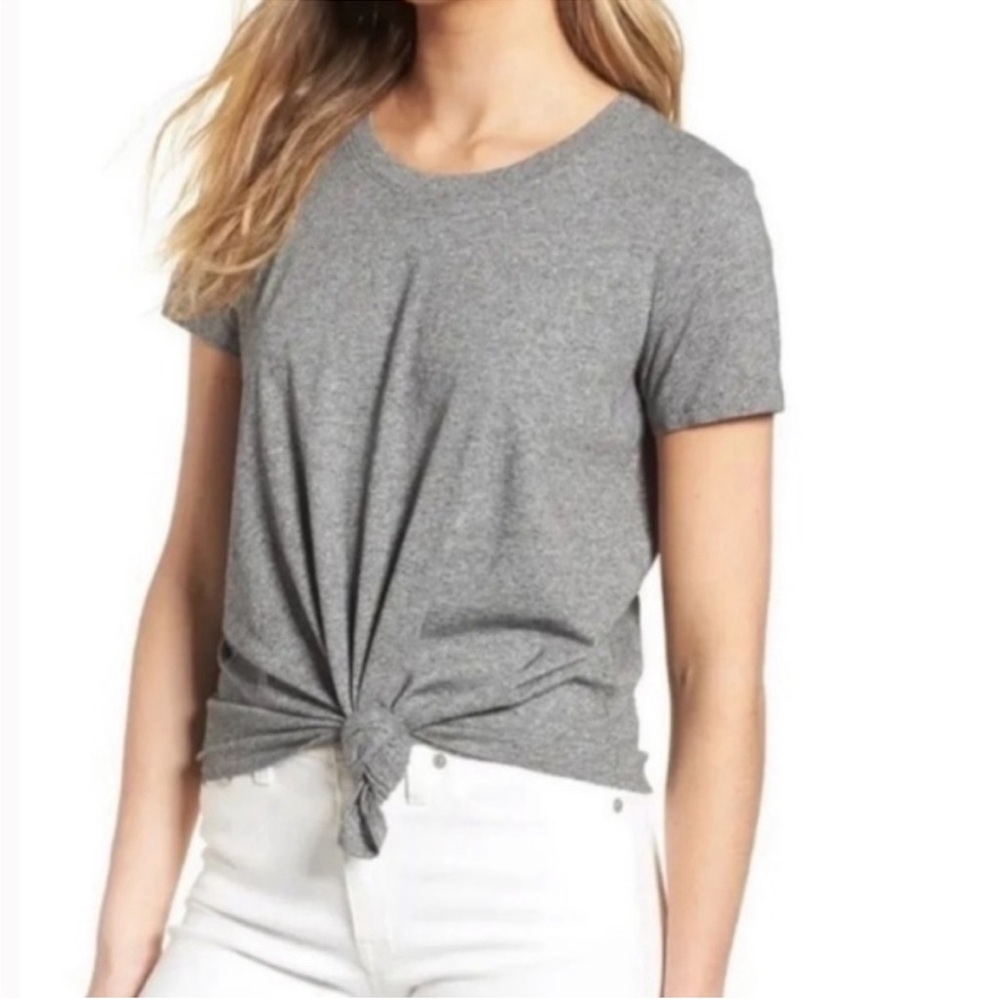 MADEWELL KNOT FRONT TEE IN HEATHER GRAY SIZE SMALL